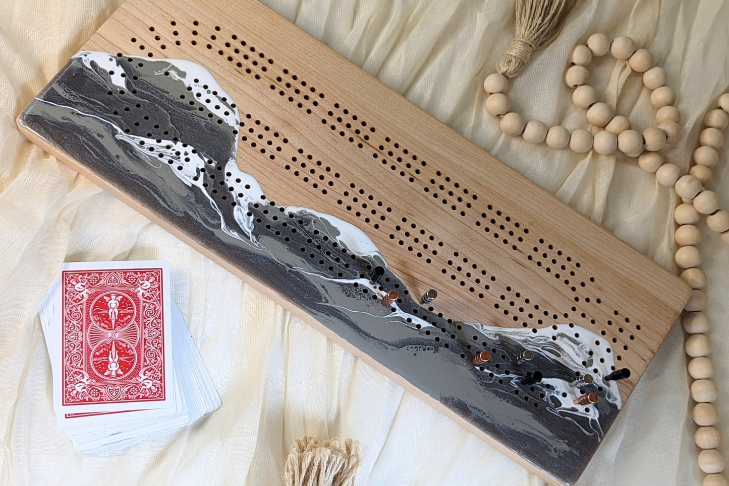 Mountain Cribbage Board 3 track - Canadian maple