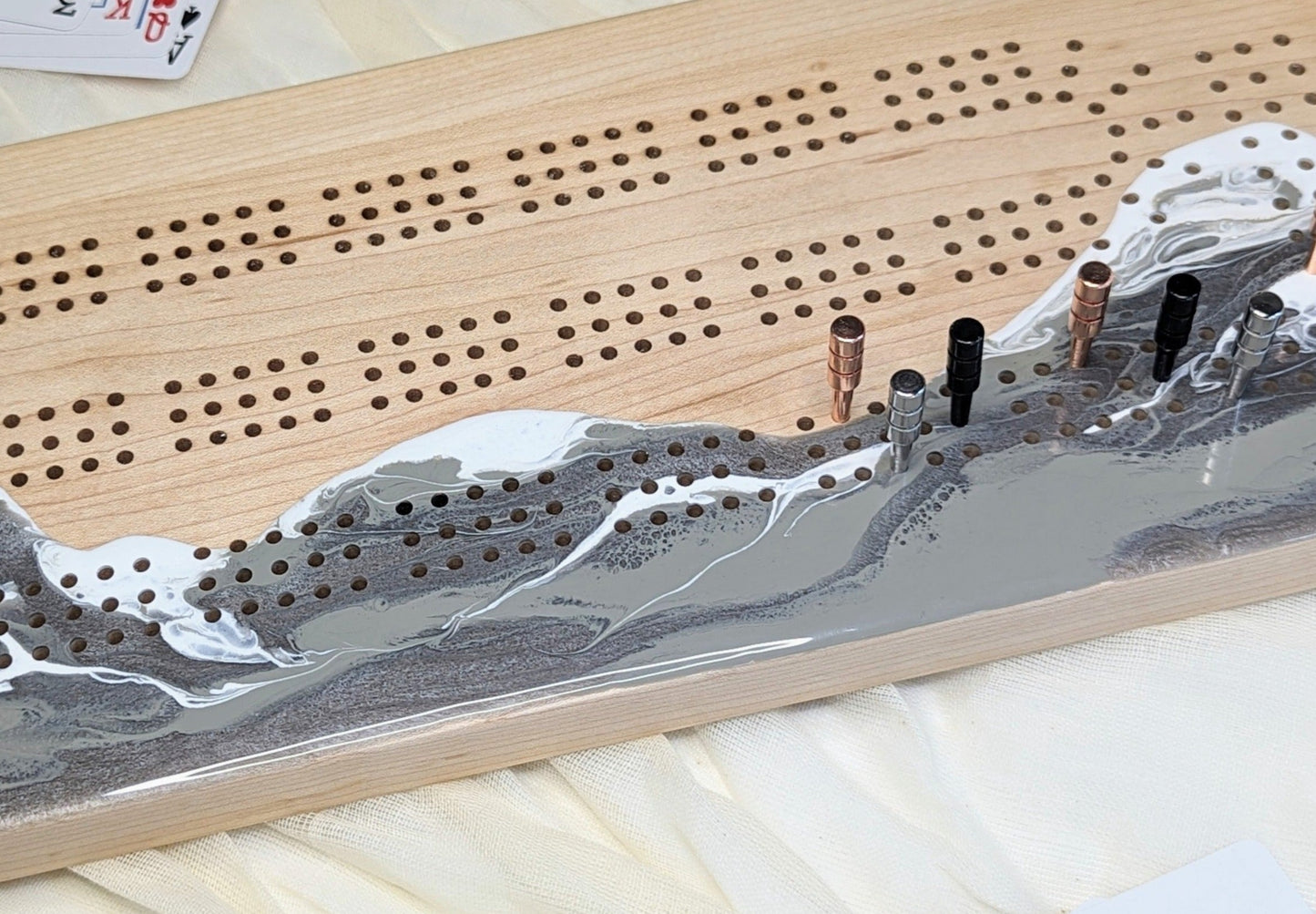 Mountain Cribbage Board 3 track - Canadian maple