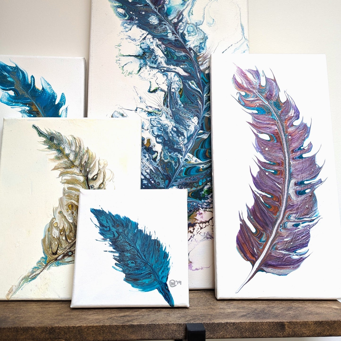 Prosecco and Paint - Feather Fluid Art