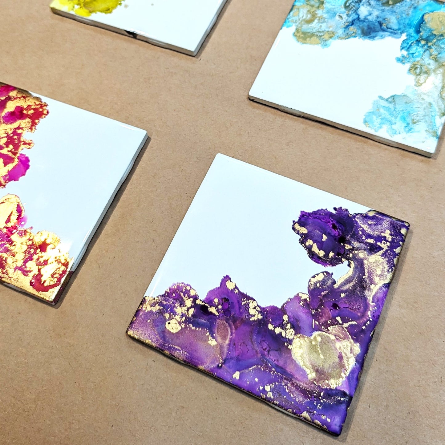 ART CLASS - Alcohol Ink on coasters
