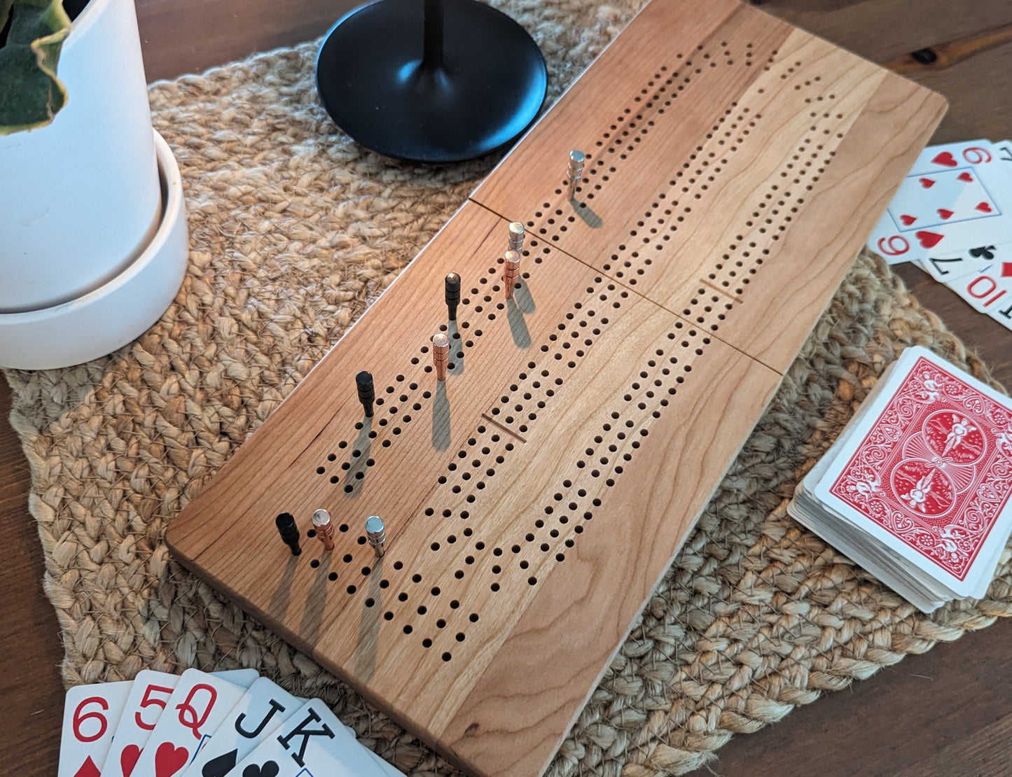 Portable Cribbage Board 3 track - Canadian cherry