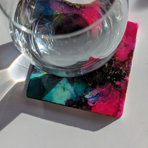ART CLASS - Alcohol Ink on coasters