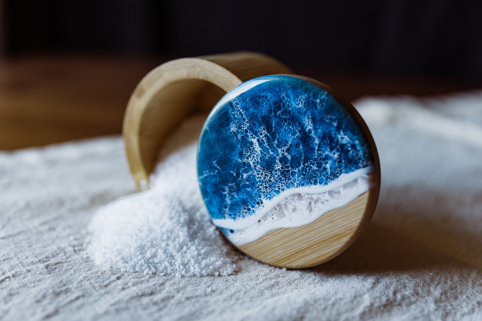 Aveco Creative Epoxy Transparent Gradient Blue Bamboo Round Tea